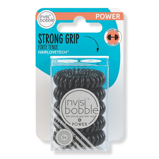 Invisibobble Black Strong Grip Power Hair Ring 5 Pack